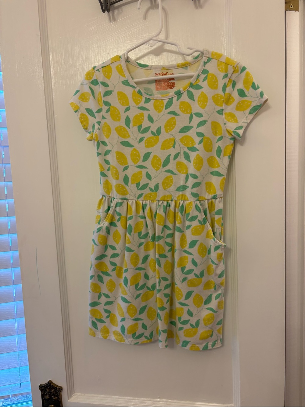 Cat & Jack White Dress with Yellow Lemon and Green Leaf Print
